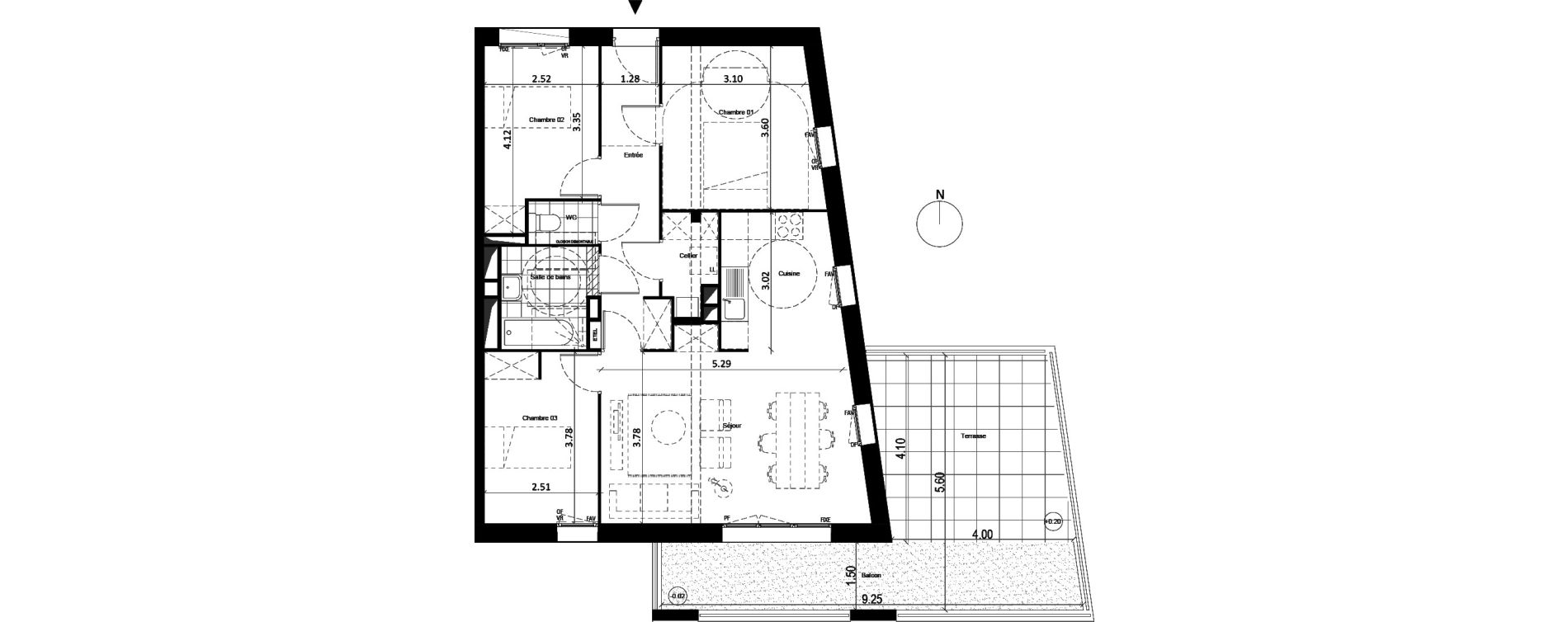 Appartement T4 de 78,25 m2 &agrave; Lille Sud
