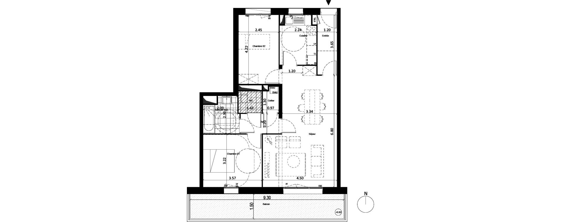 Appartement T3 de 70,85 m2 &agrave; Lille Sud