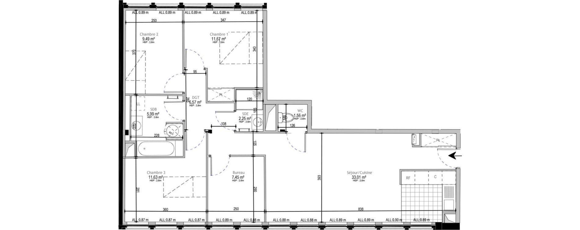 Appartement T4 de 89,62 m2 &agrave; Lille Euralille