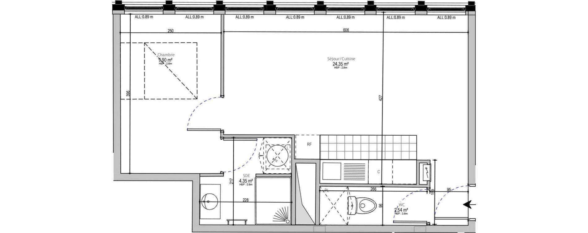 Appartement T2 de 41,14 m2 &agrave; Lille Euralille