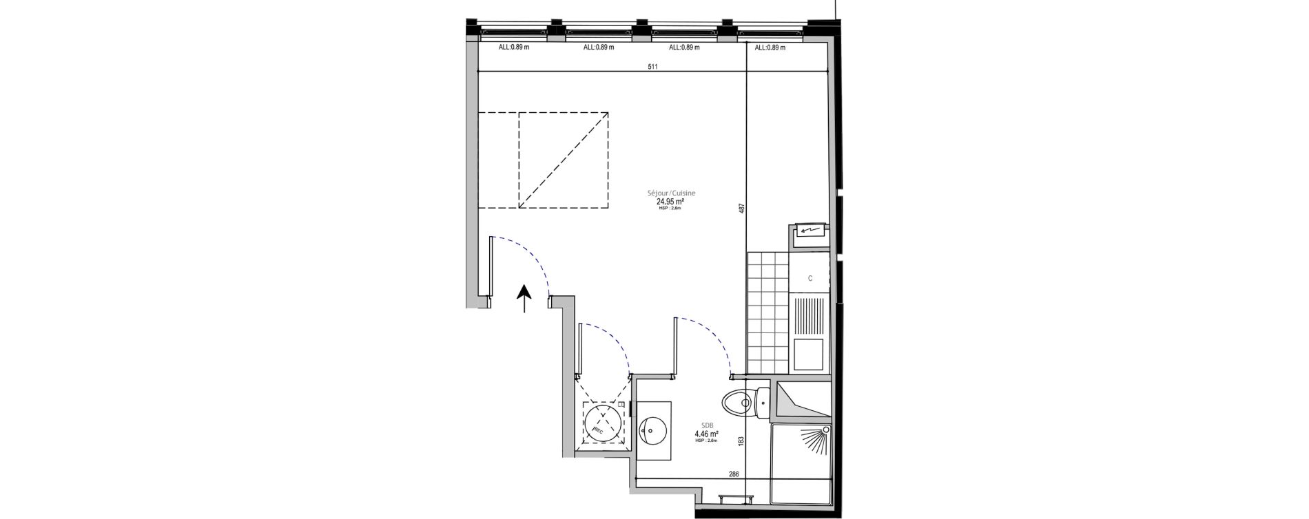 Appartement T1 de 29,41 m2 &agrave; Lille Euralille