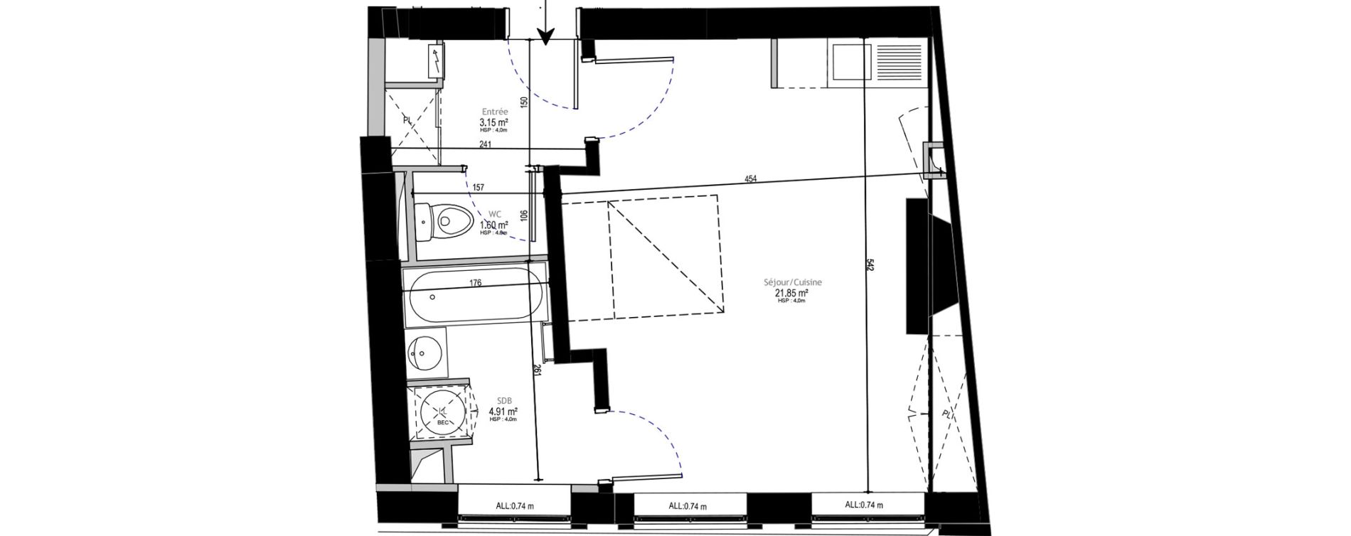 Appartement T1 de 31,51 m2 &agrave; Lille Euralille