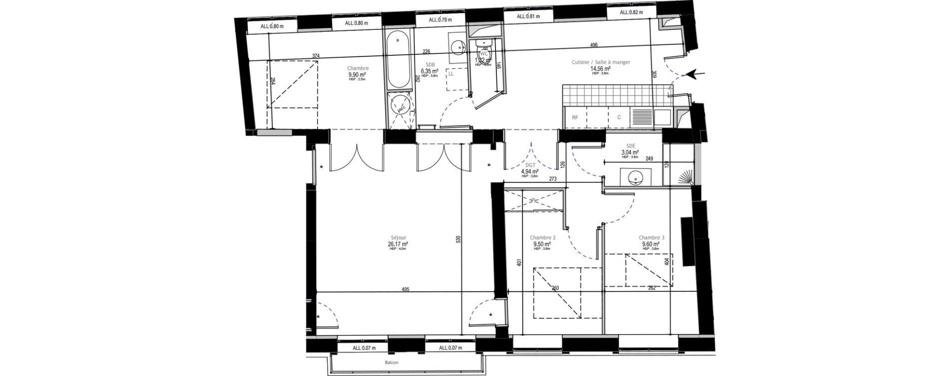 Appartement T4 de 86,31 m2 &agrave; Lille Euralille