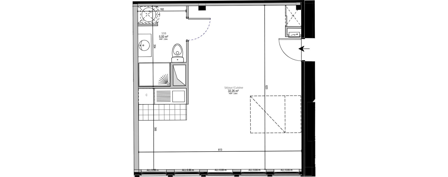 Appartement T1 de 37,26 m2 &agrave; Lille Euralille