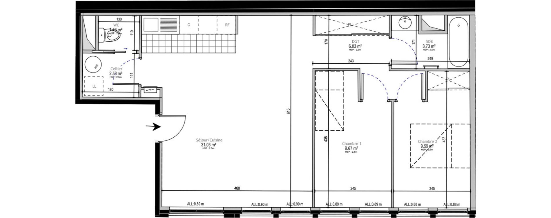 Appartement T3 de 64,02 m2 &agrave; Lille Euralille