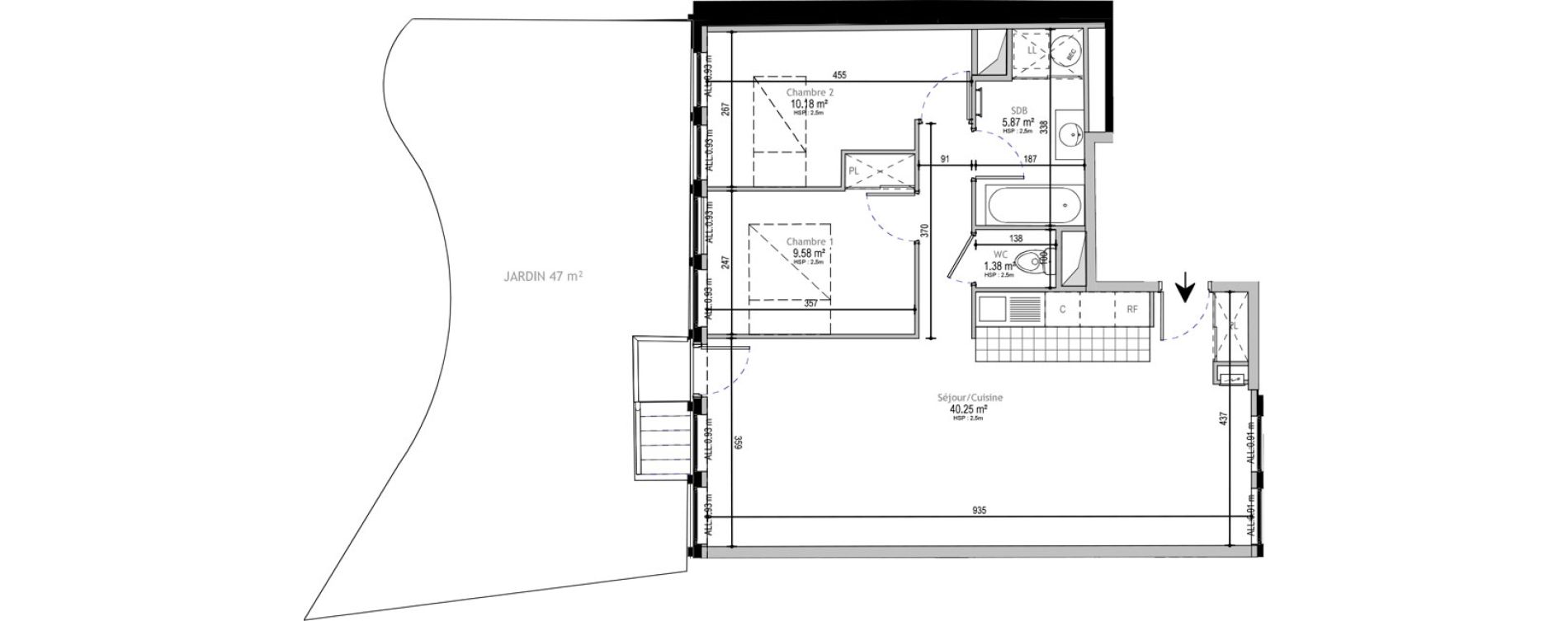 Appartement T3 de 67,26 m2 &agrave; Lille Euralille