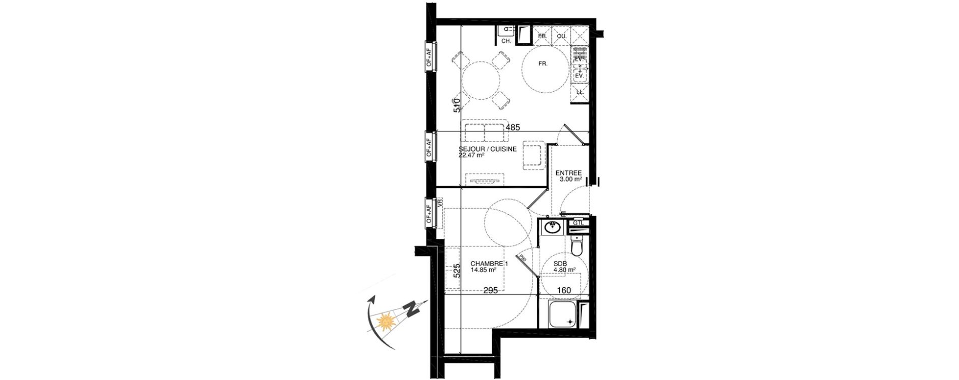 Appartement T2 de 45,12 m2 &agrave; Lille Lille sud