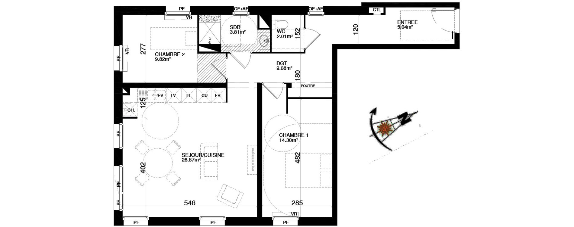 Appartement T3 de 73,51 m2 &agrave; Lille Lille sud