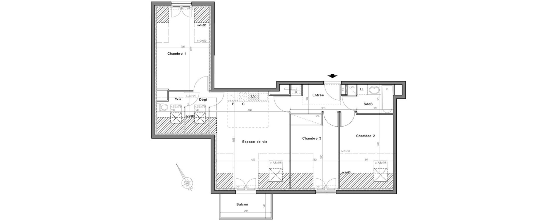 Appartement T3 de 72,04 m2 &agrave; Lille Lille sud