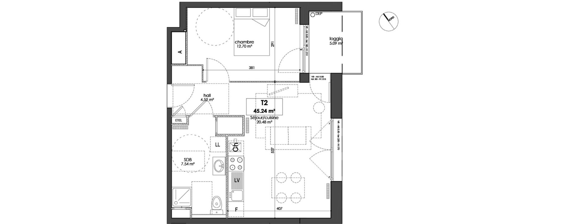 Appartement T2 de 45,24 m2 &agrave; Lille Lille sud