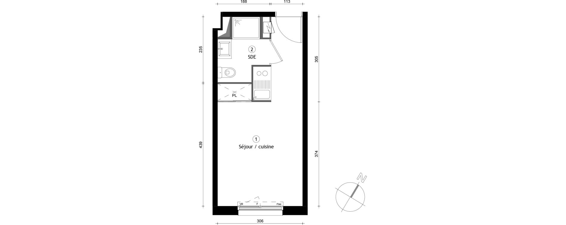Appartement T1 de 19,80 m2 &agrave; Lille Lomme
