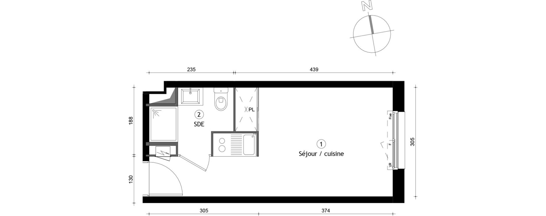 Appartement T1 de 19,70 m2 &agrave; Lille Lomme
