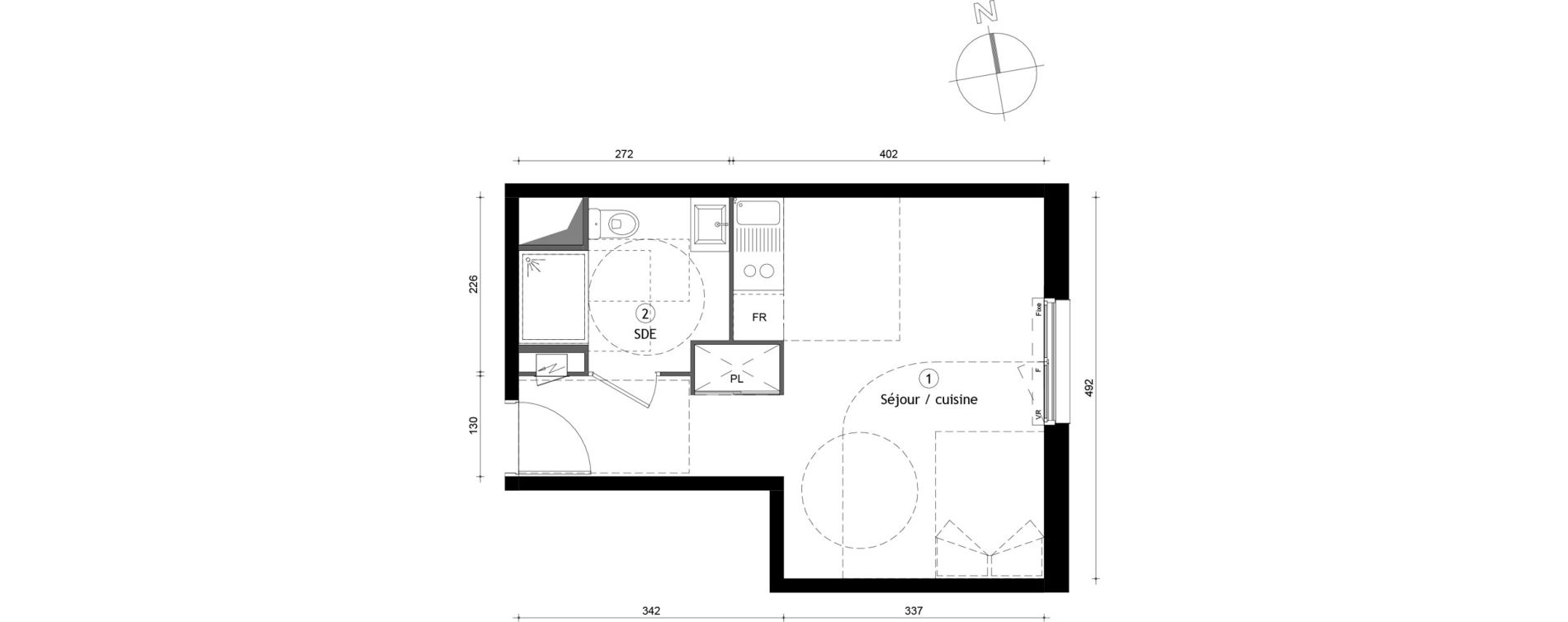 Appartement T1 de 27,60 m2 &agrave; Lille Lomme