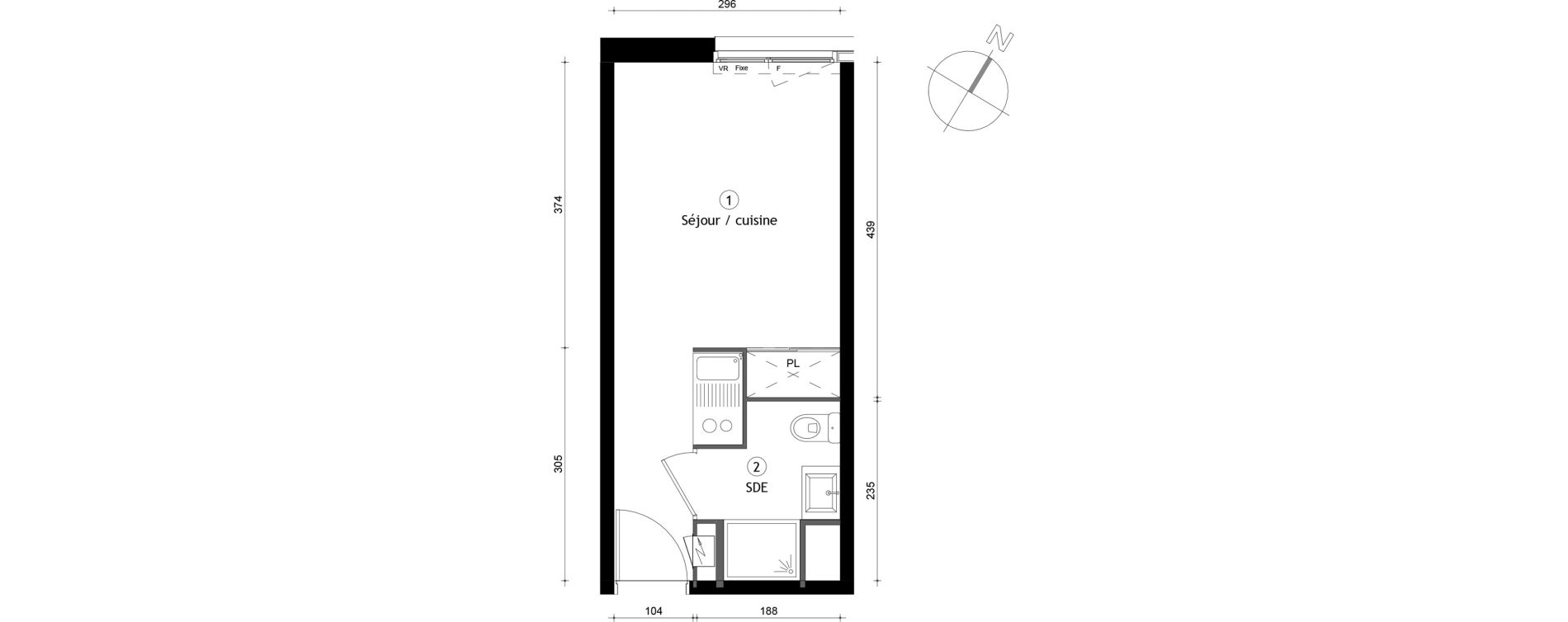Appartement T1 de 19,10 m2 &agrave; Lille Lomme