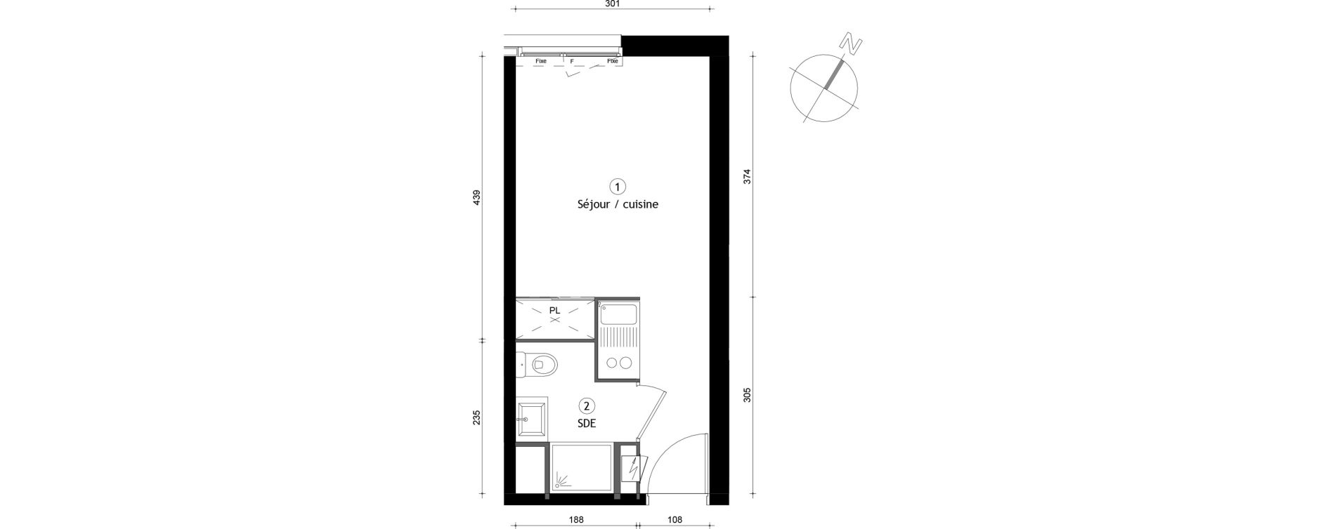 Appartement T1 de 19,50 m2 &agrave; Lille Lomme