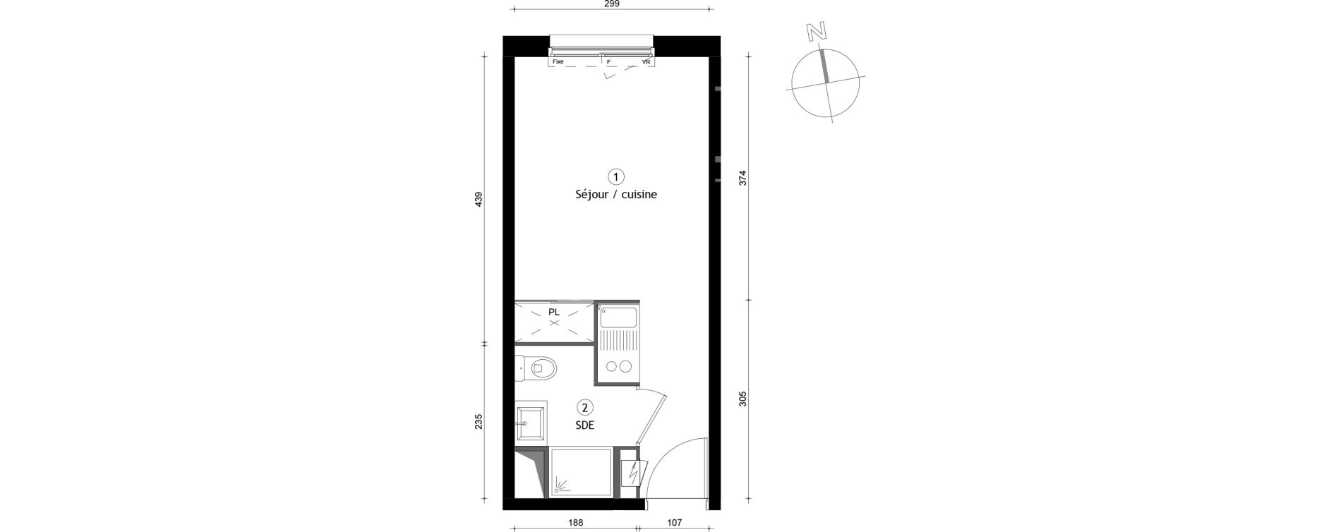 Appartement T1 de 19,30 m2 &agrave; Lille Lomme