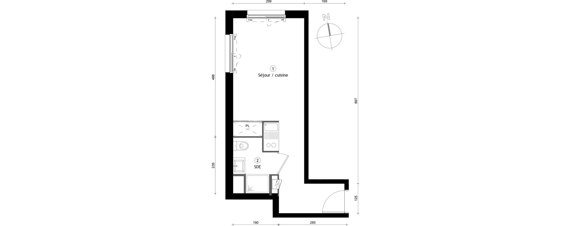 Appartement T1 de 24,10 m2 &agrave; Lille Lomme
