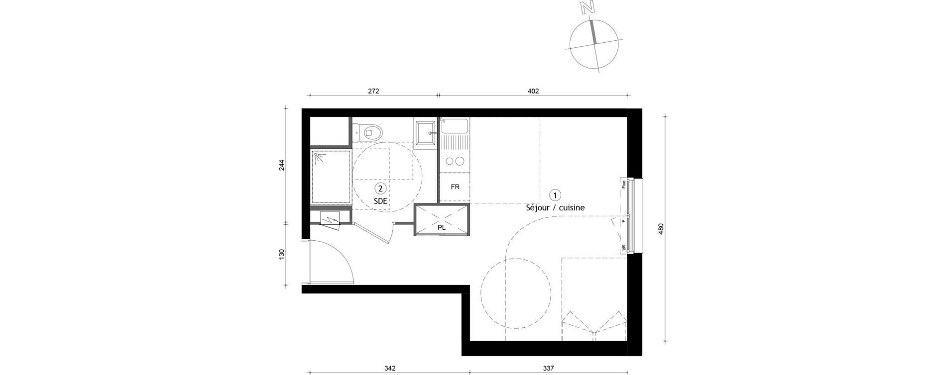 Appartement T1 de 27,20 m2 &agrave; Lille Lomme