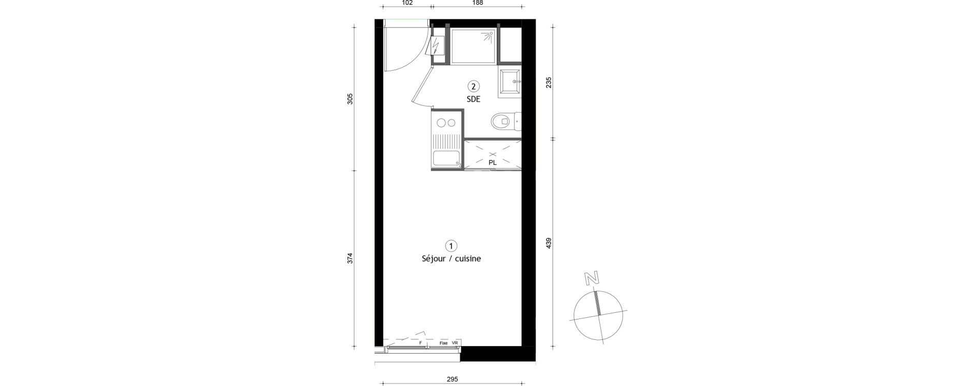Appartement T1 de 19,00 m2 &agrave; Lille Lomme