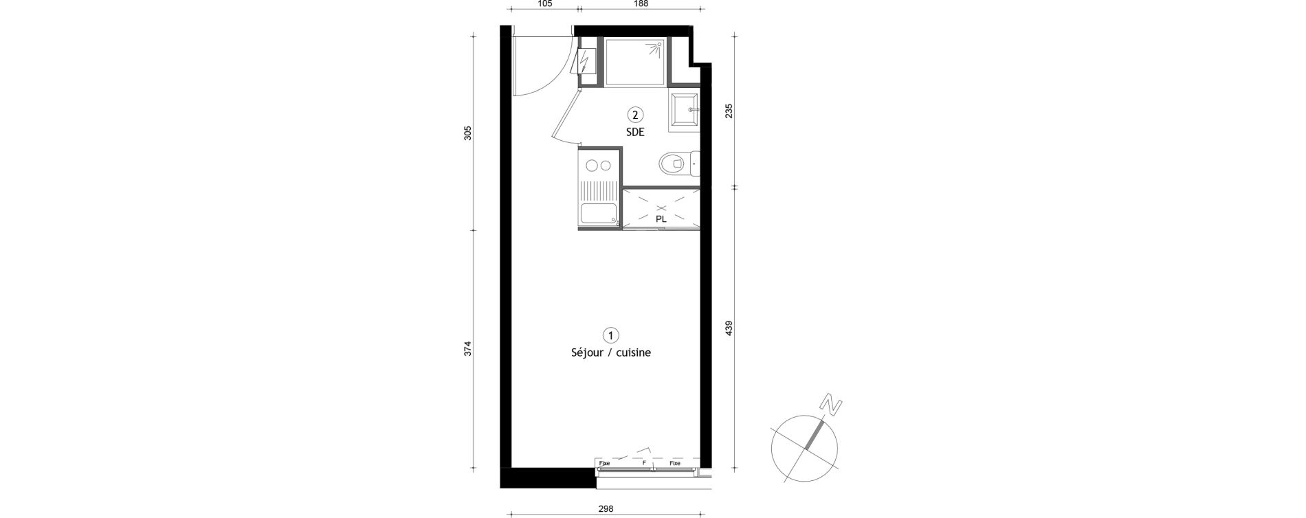 Appartement T1 de 19,20 m2 &agrave; Lille Lomme