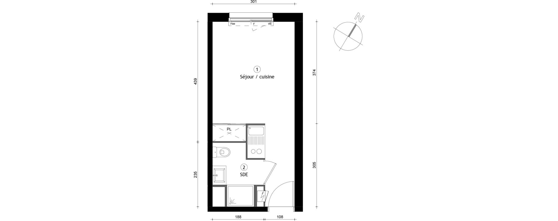 Appartement T1 de 19,50 m2 &agrave; Lille Lomme