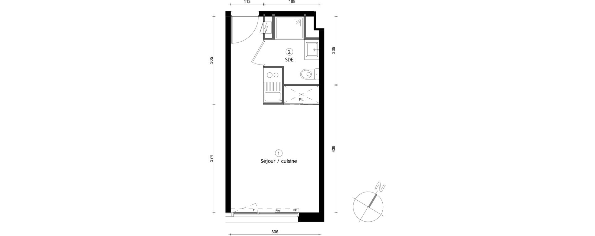 Appartement T1 de 19,80 m2 &agrave; Lille Lomme