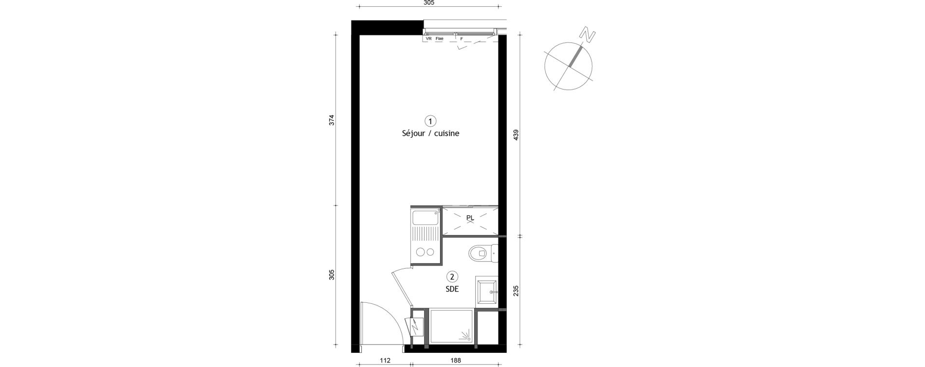 Appartement T1 de 19,70 m2 &agrave; Lille Lomme