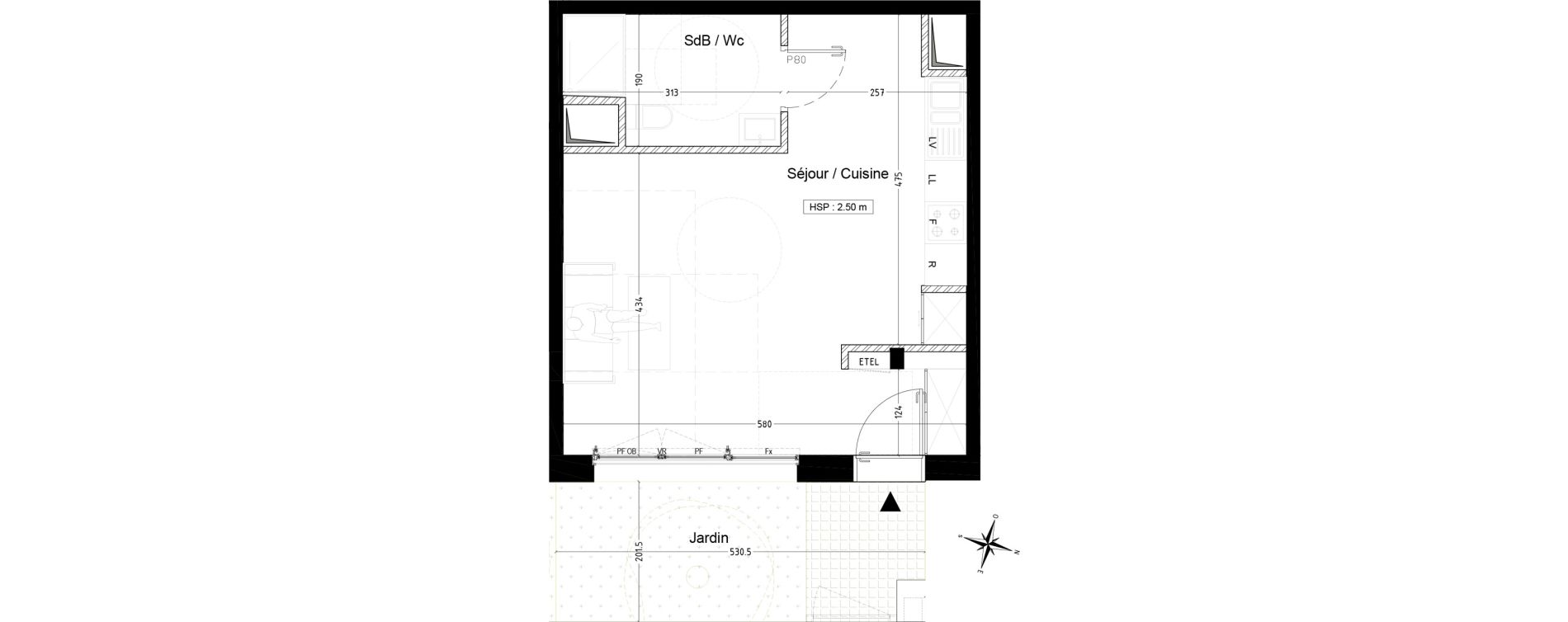 Appartement T1 de 34,64 m2 &agrave; Lille Lomme