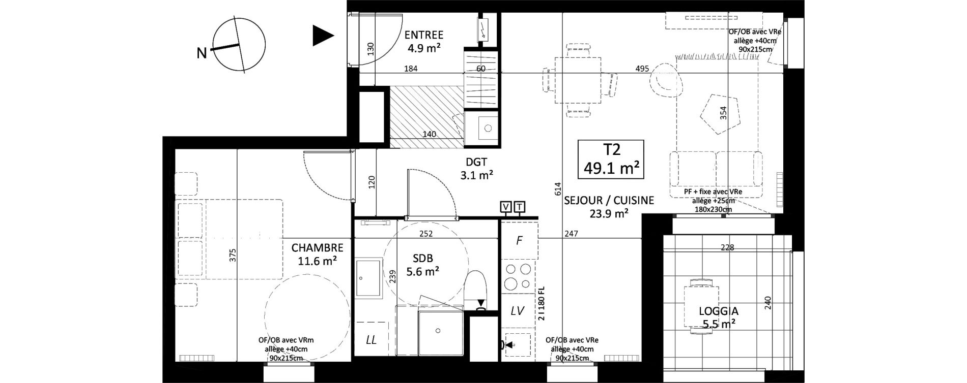 Appartement T2 de 49,10 m2 &agrave; Lille Sud
