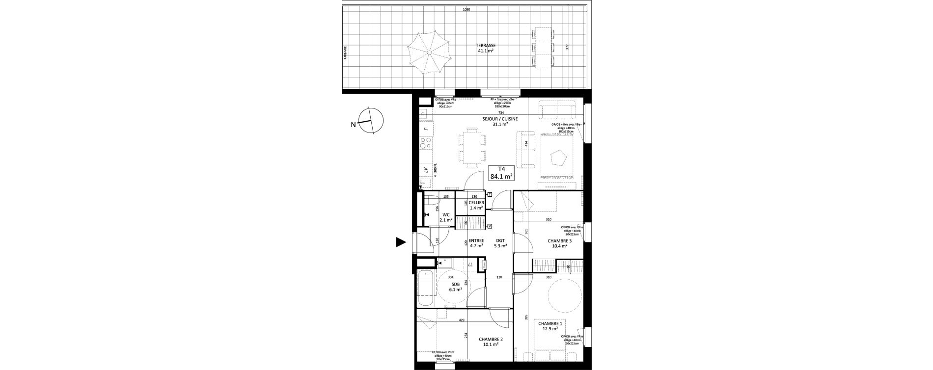 Appartement T4 de 84,10 m2 &agrave; Lille Sud