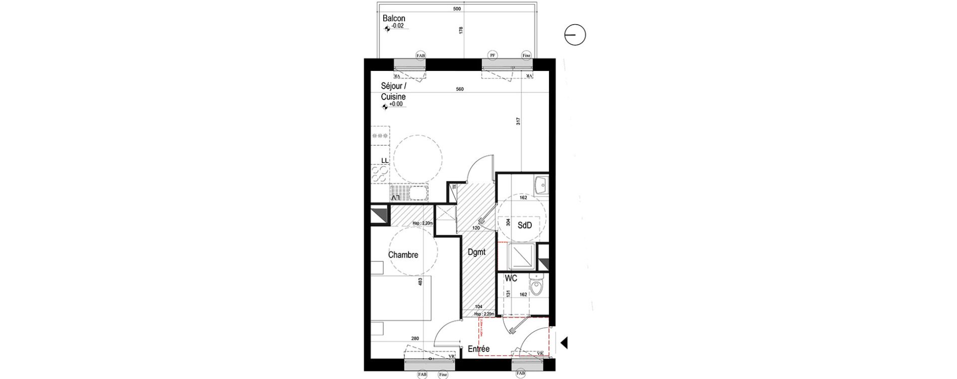 Appartement T2 de 46,09 m2 &agrave; Lille Lille sud
