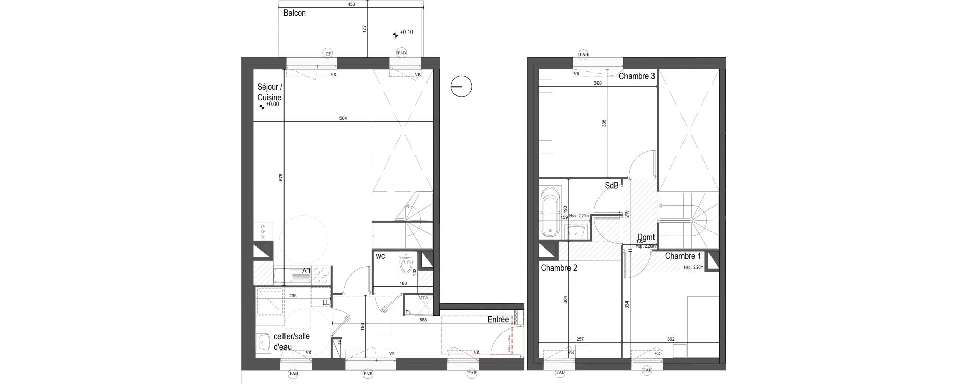 Duplex T4 de 90,08 m2 &agrave; Lille Lille sud