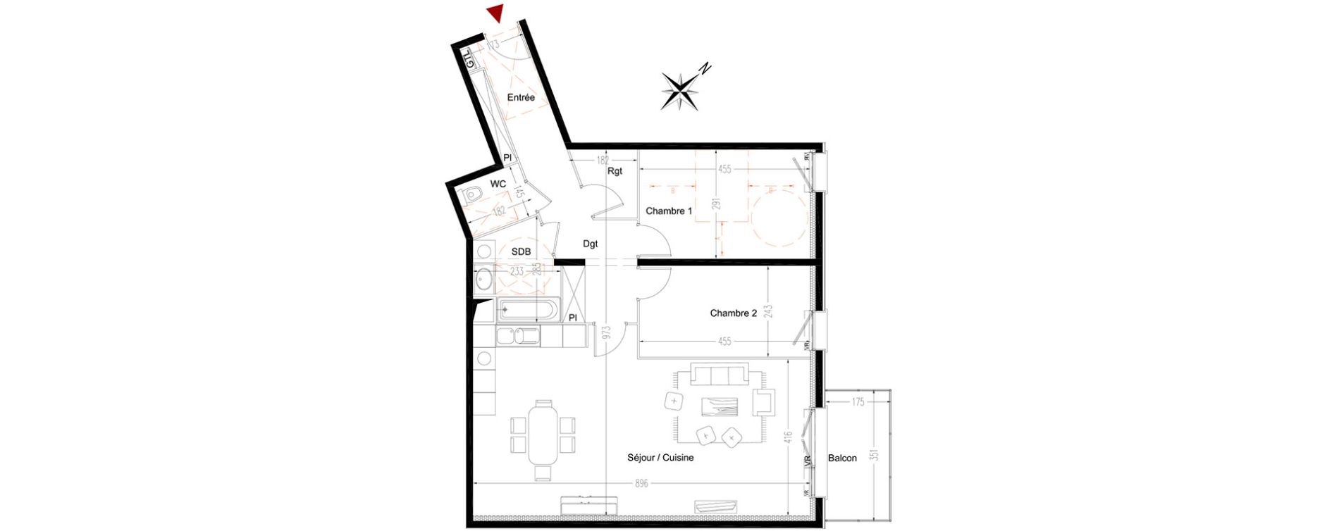 Appartement T3 de 89,82 m2 &agrave; Lille Lille sud
