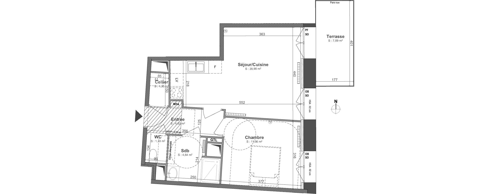 Appartement T2 de 44,40 m2 &agrave; Lille Centre