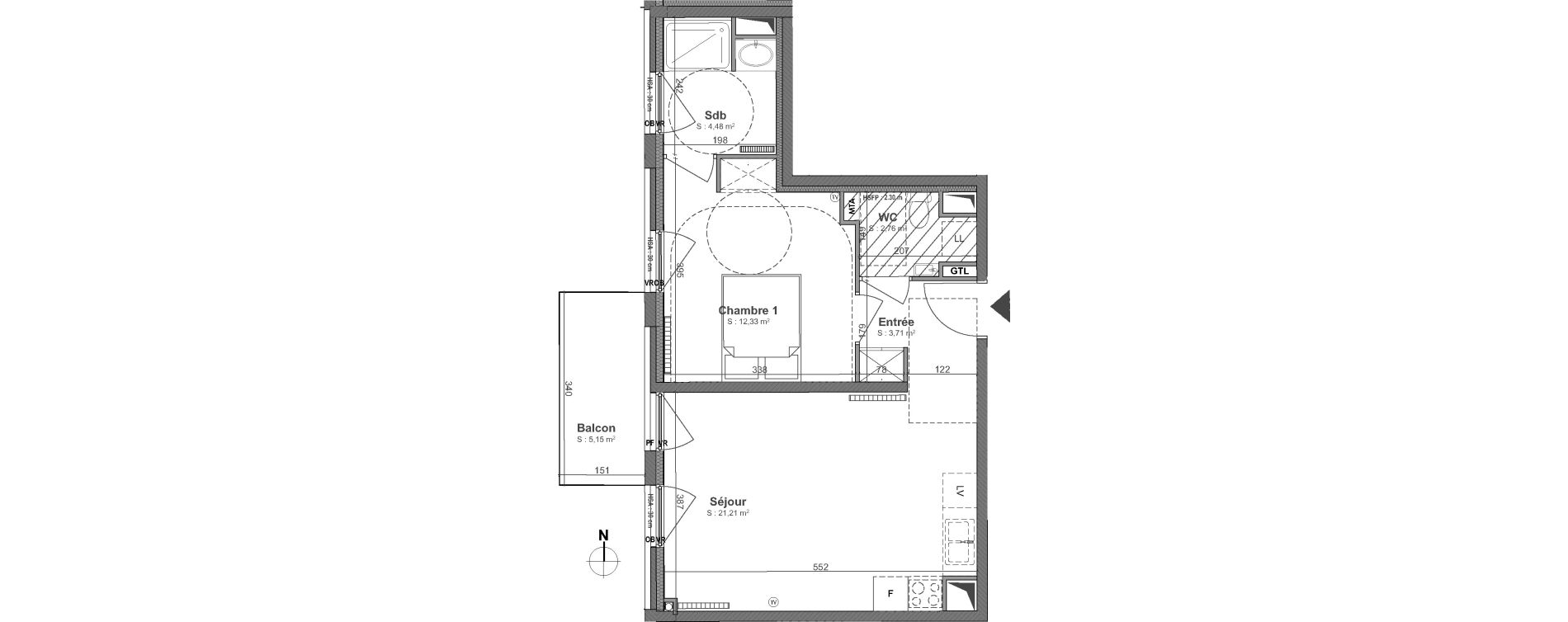 Appartement T2 de 44,49 m2 &agrave; Lille Centre
