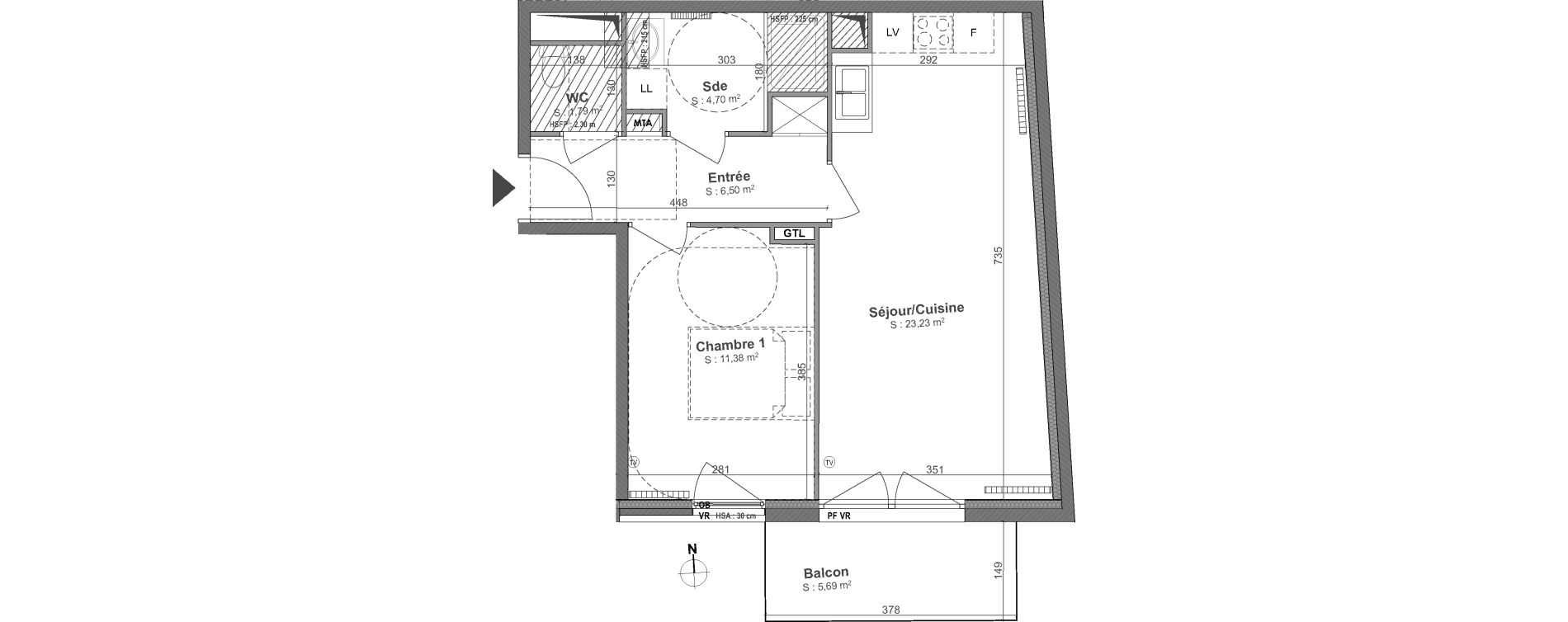 Appartement T2 de 47,60 m2 &agrave; Lille Centre