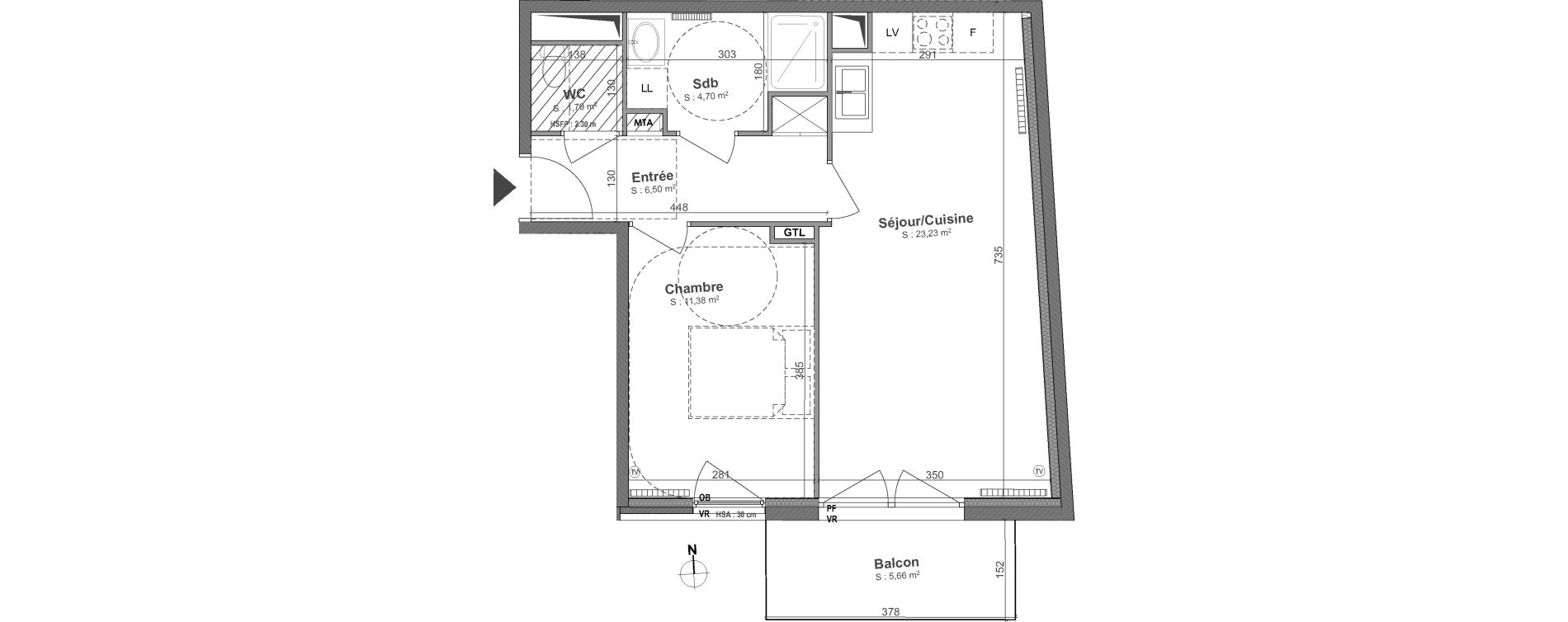 Appartement T2 de 47,60 m2 &agrave; Lille Centre