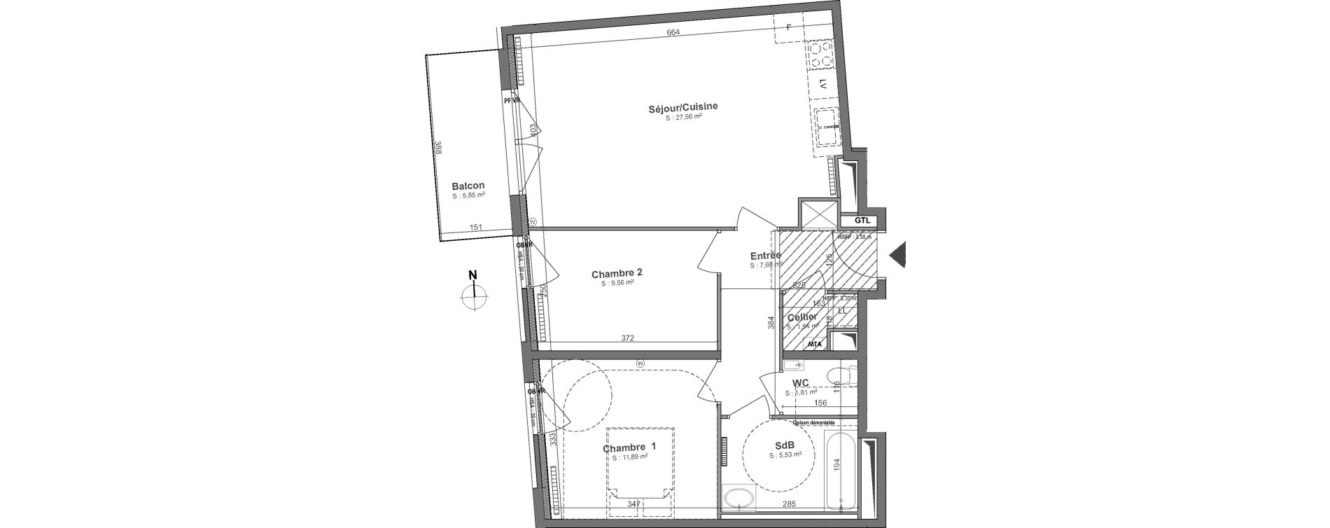 Appartement T3 de 65,57 m2 &agrave; Lille Centre