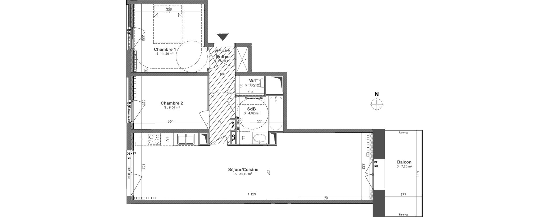 Appartement T3 de 66,66 m2 &agrave; Lille Centre