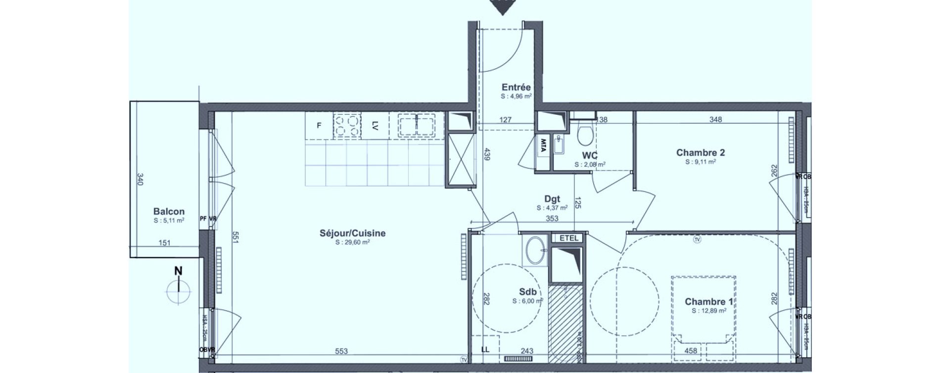 Appartement T3 de 69,01 m2 &agrave; Lille Centre