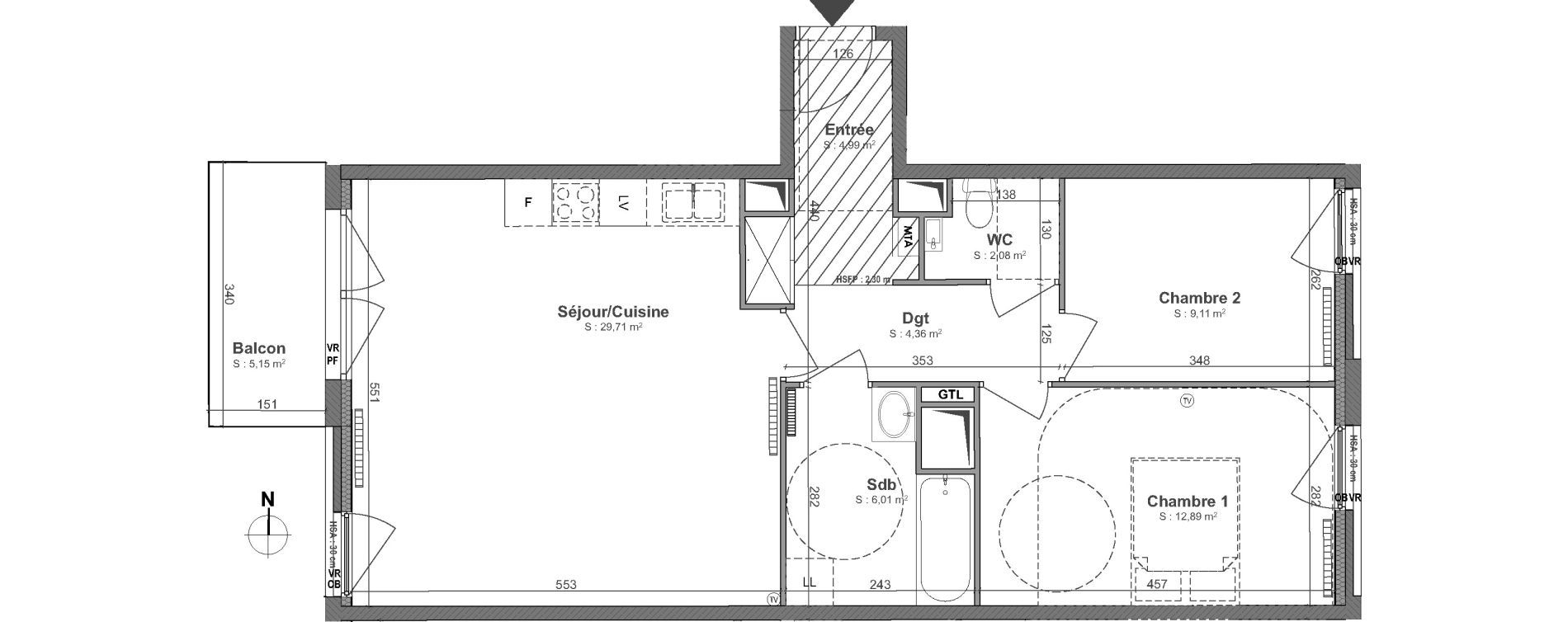 Appartement T3 de 69,15 m2 &agrave; Lille Centre