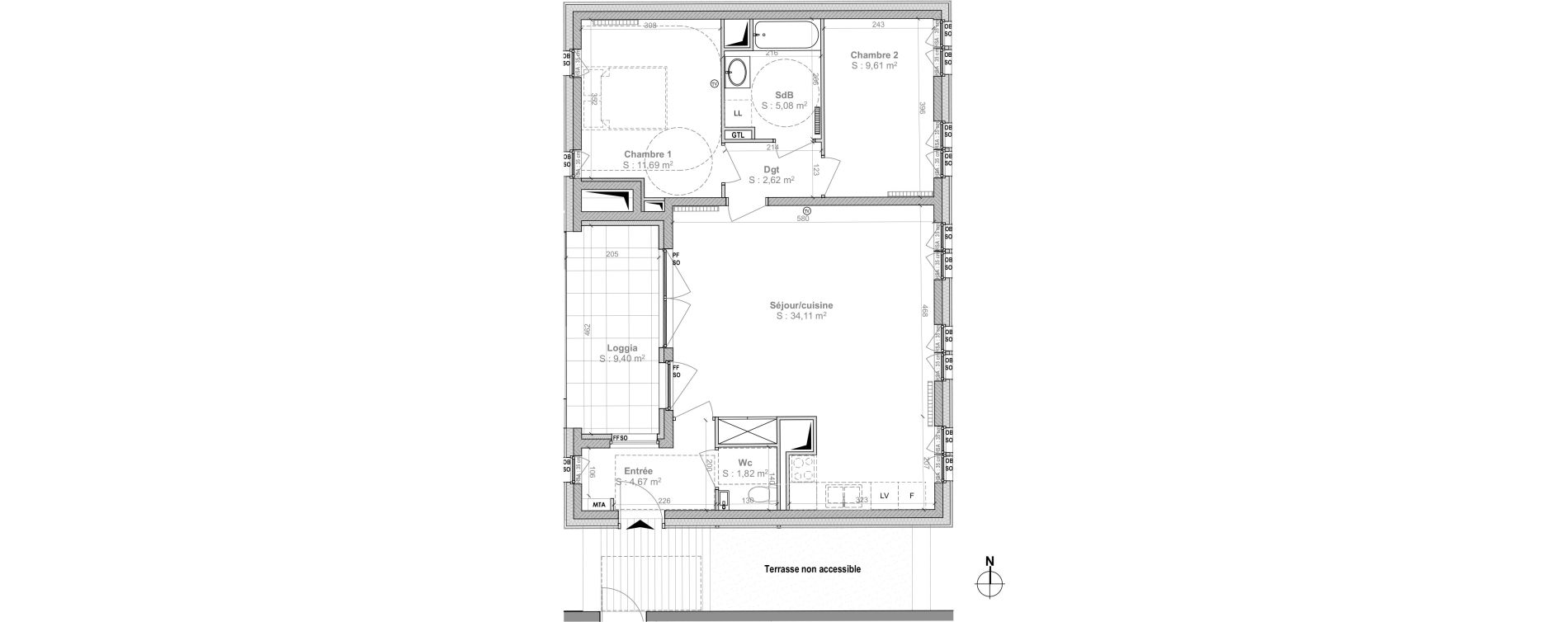 Appartement T3 de 69,60 m2 &agrave; Lille Centre