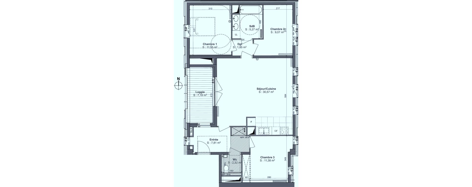 Appartement T4 de 79,82 m2 &agrave; Lille Centre