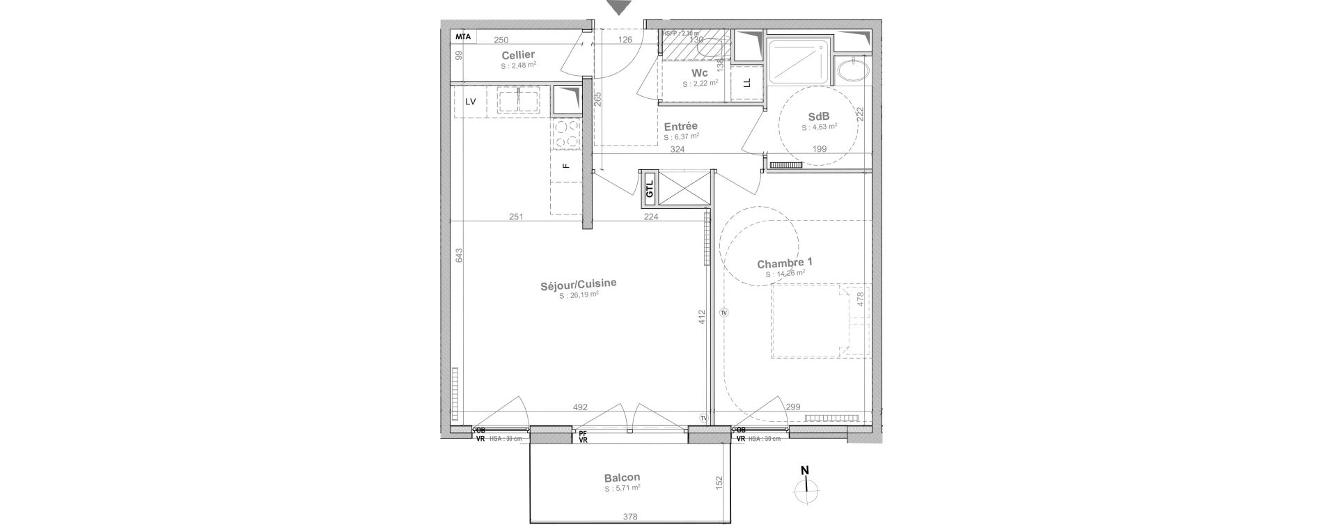 Appartement T2 de 56,15 m2 &agrave; Lille Centre