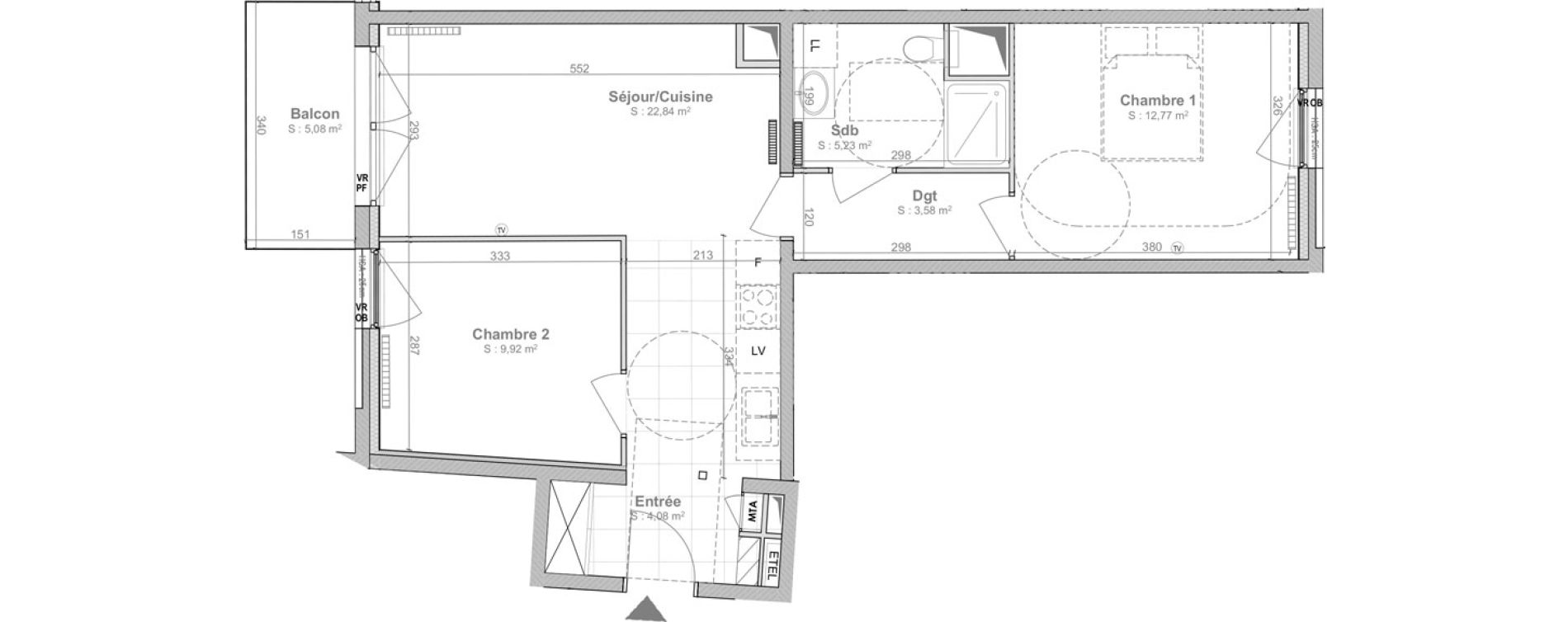 Appartement T3 de 58,42 m2 &agrave; Lille Centre