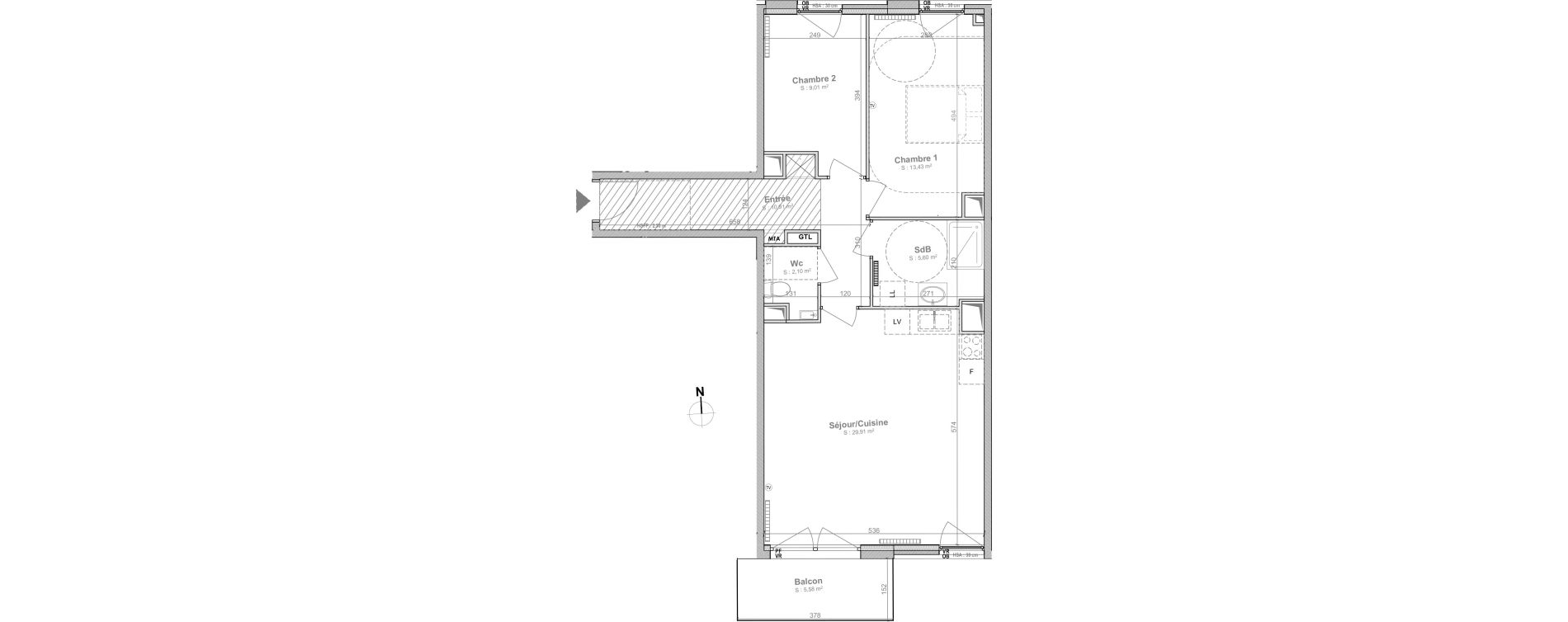 Appartement T3 de 70,96 m2 &agrave; Lille Centre