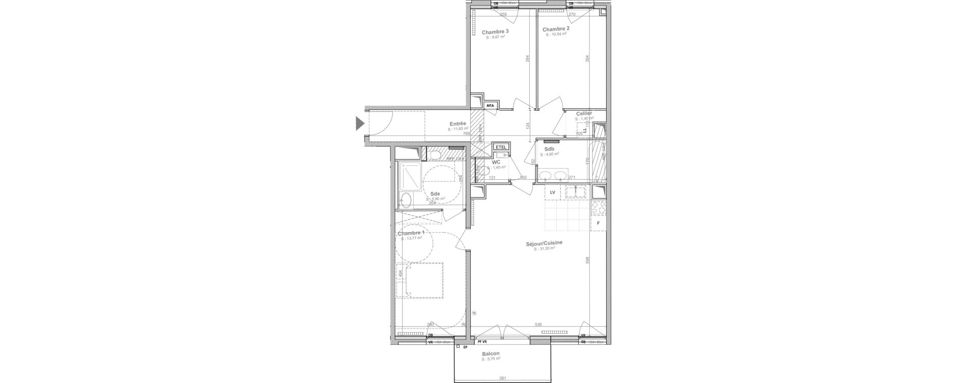 Appartement T4 de 90,41 m2 &agrave; Lille Centre