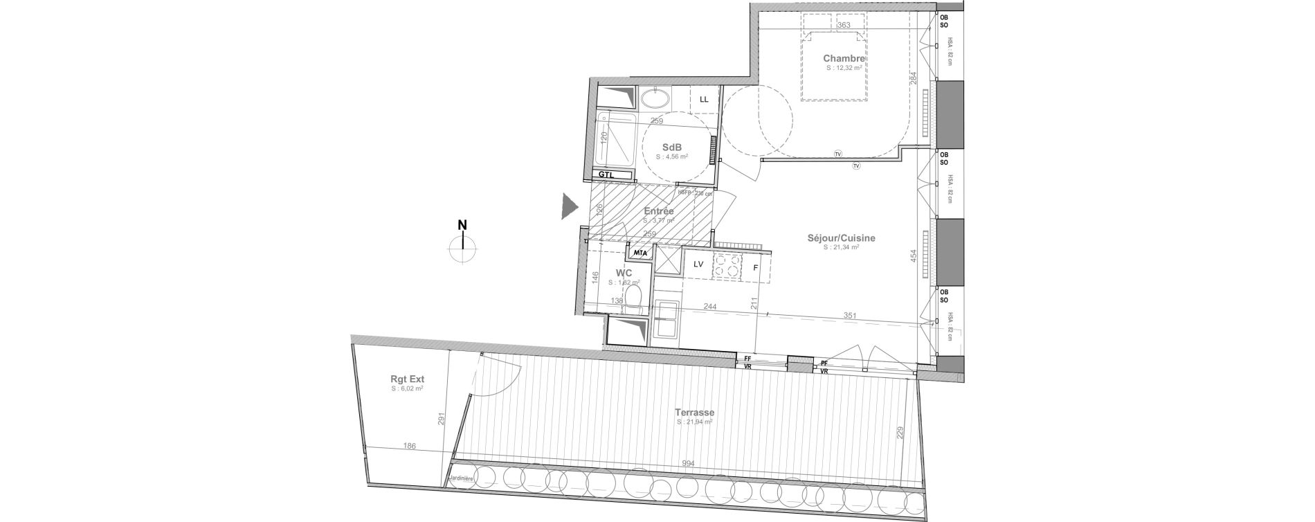 Appartement T2 de 43,81 m2 &agrave; Lille Centre