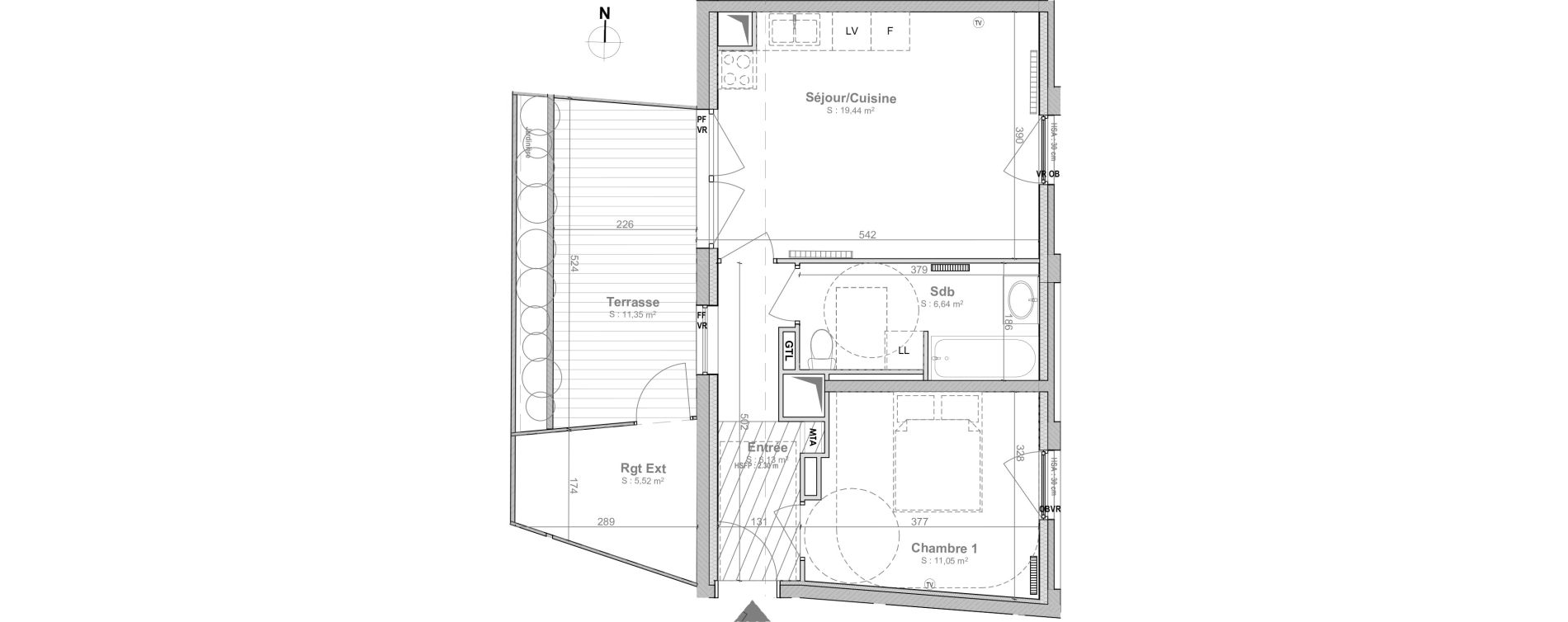 Appartement T2 de 43,26 m2 &agrave; Lille Centre