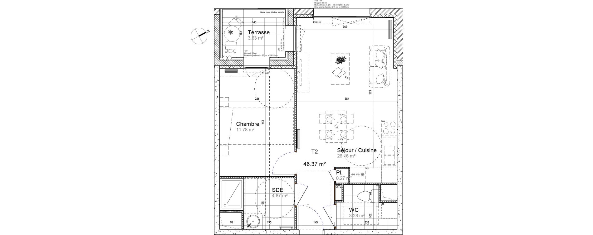 Appartement T2 de 46,36 m2 &agrave; Lille Lomme